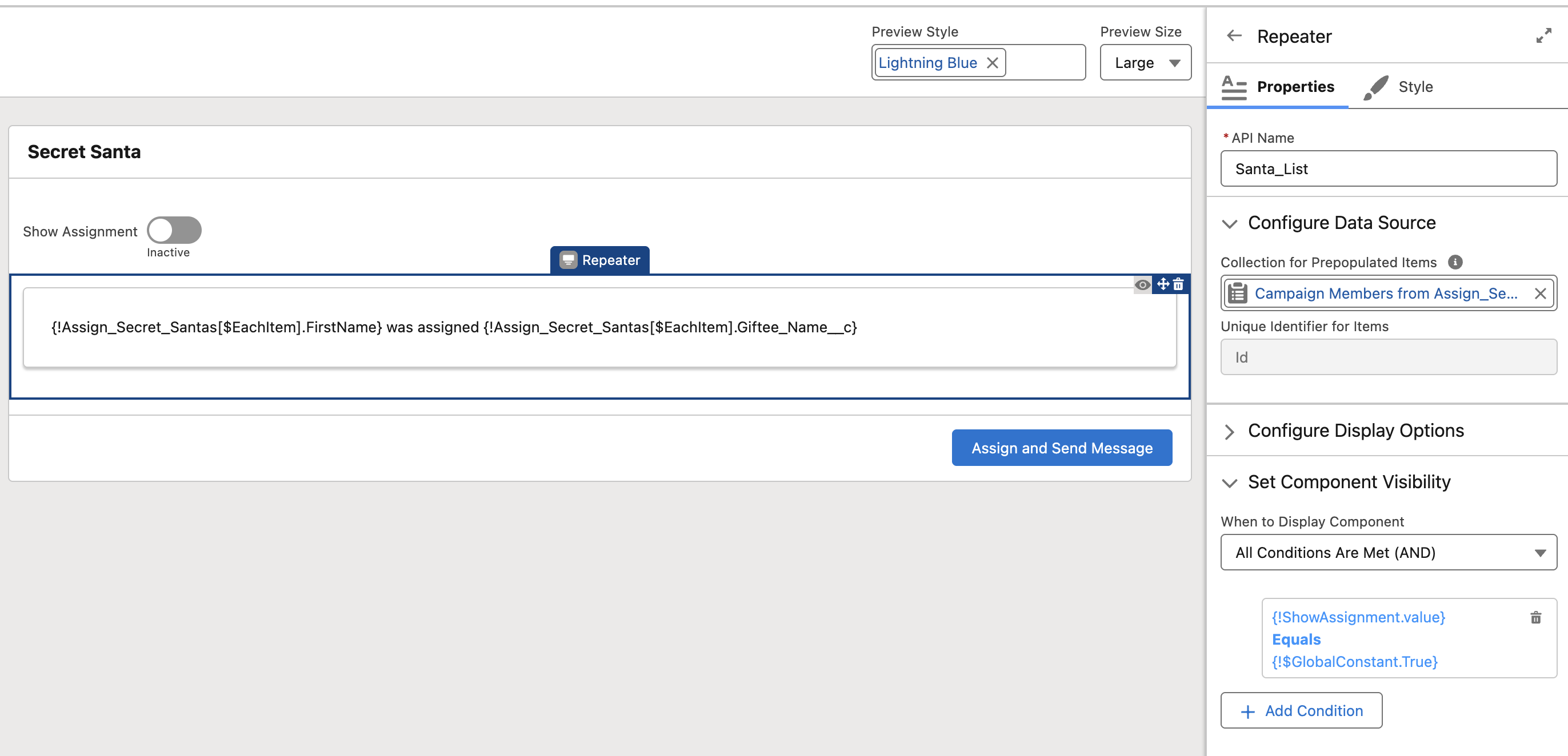 repeater and page setup