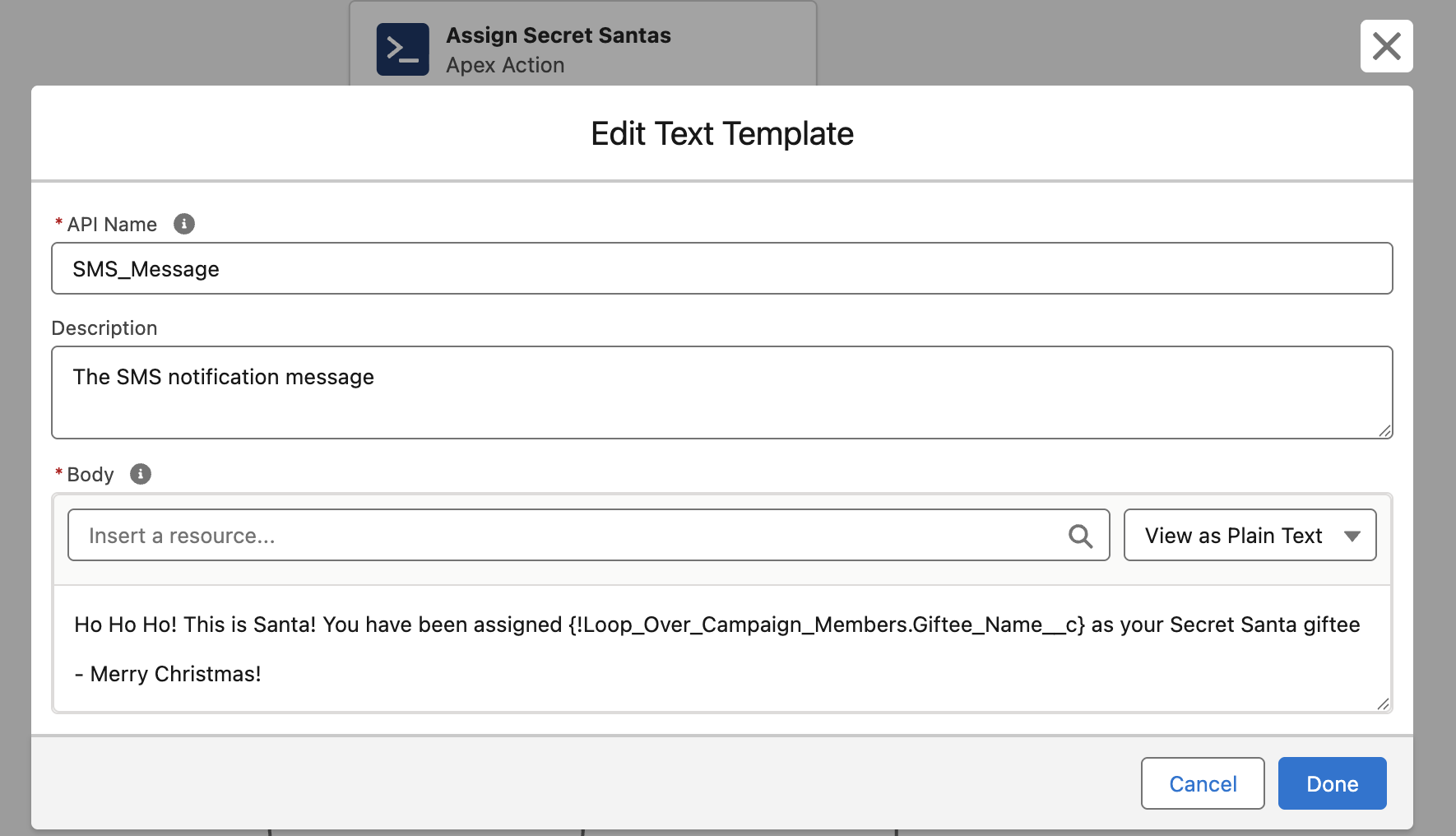 Secret Sanata Message Template