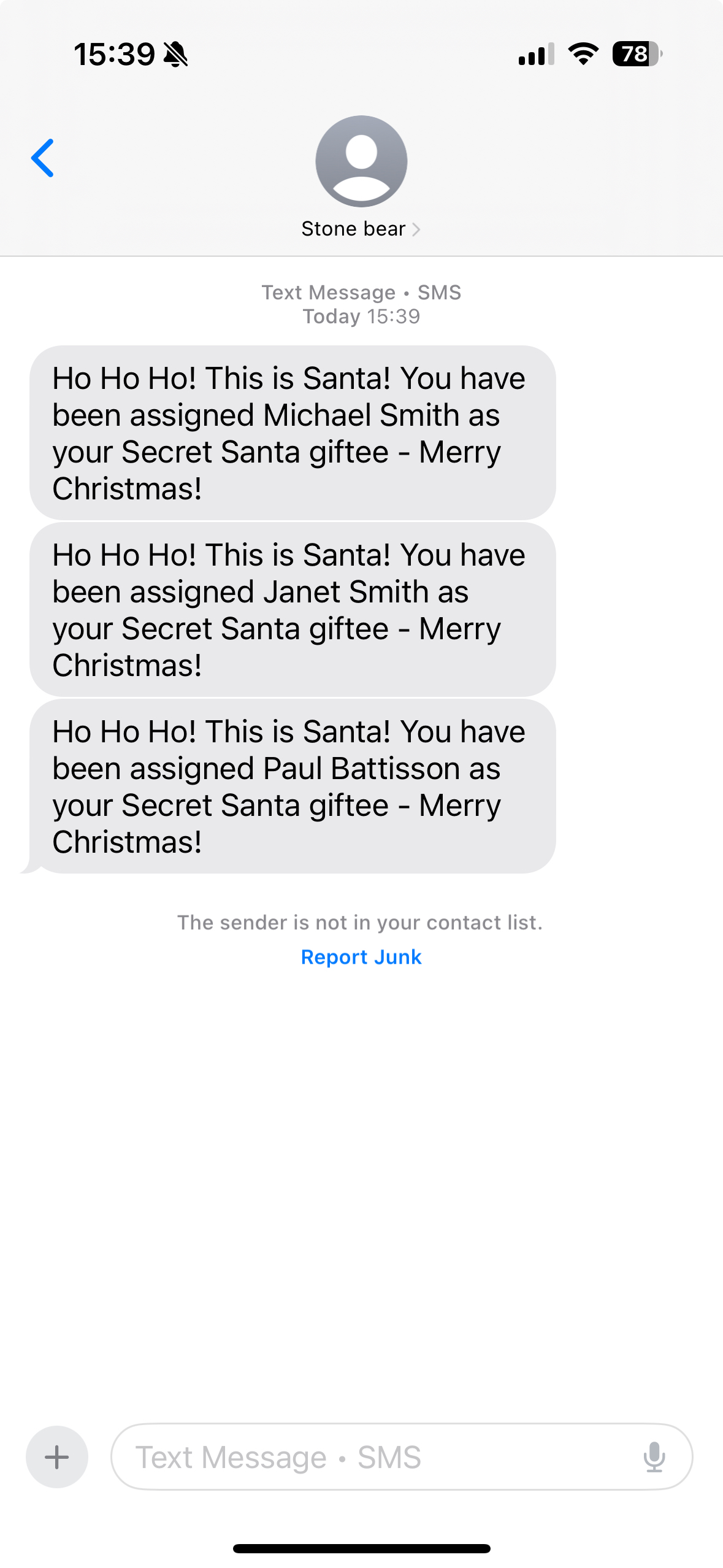 Secret Santa messages